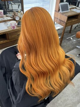 アジールヘア 北千住駅西口店(agir hair) ハイトーンペールオレンジカラー 韓国スタイル