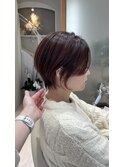 まるみ&束感ショート☆ピンクイヤリングカラー