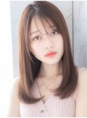 20代30代40代美髪ワンカールストレートセミロング透け前髪