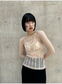 ◎ミニボブウルフカットワイドバングブルーブラック