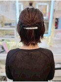 結婚式 二次会 お呼ばれ ハーフアップ+パールアクセサリー