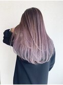 バレイヤージュグレージュハイライトダブルカラーケアブリーチ