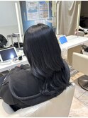 【ワンカラー】艶髪ブルーブラック