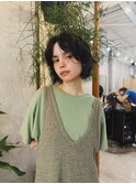 レイヤーボブ/ショートボブ/ニュアンスパーマ顔周り/20代30台
