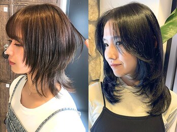ヘアリゾート粋 ウナム 新宿東口店(enam)の写真/顔周りのレイヤーデザイン好評★トレンドのウルフカットやくびれがかわいいミディアムレイヤーもぜひ◎