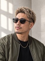 ORO MEN'S 緑地公園【オーロ/メンズ/眉毛/アイブロウ/メンズカット/メンズパーマ】&nbsp;【ブリーチカラー】ハイトーンアップバングショート