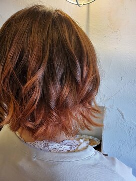 ヘアーショップ あると(Hair Shop) ピンクオレンジ×バレイヤージュ