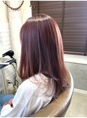 小顔大人可愛い外ハネレッドブラウンセミロング