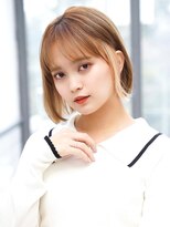 アグ ヘアー リズ 田辺銀座通り店(Agu hair liz) 《Agu hair》ヌーディーベージュ×ワンポイントボブ