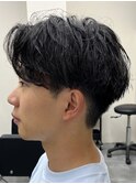 刈り上げセンターパート/ワンカールパーマ/毛流れパーマ