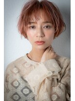 カバーヘア ブリス 志木南口駅前店(COVER HAIR bliss)&nbsp;オレンジベージュアッシュ抜け感小顔ショートボブw志木20代30代