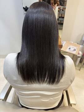 美容室 フラット(FLAT) 髪質改善ストレート×美髪カラー(ダークグレーアッシュ)