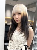 韓国ヘア顔周りレイヤー暗めミルクティーベージュグレージュ