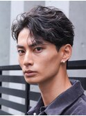原宿センターパートウルフメンズ緩めシャドウパーマルーズパーマ