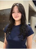 20代30代透明感◎アッシュブラック×艶感ロングヘア