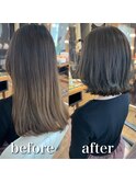 レイヤーボブ　アッシュグレージュ　簡単スタイリング