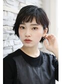 ショートボブ 耳かけ 黒髪 パーマ 学割U24 髪質改善 ROOTS