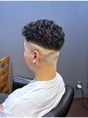 ビジネスシャープスキンフェード ワイルドパーマ オールバック