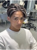 フェザーショートアップバングセンターパートメンズハイライト