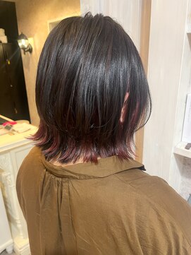 福山美容室Caaryピンクブラウンインナーカラー20代30代40代