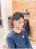爽やかアップバング×フェードショート