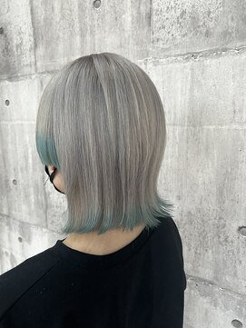 トリコ(torico) シルバーグレー×ターコイズ裾カラー