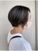 ショートボブ×ハイライト×バーム