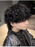 波巻きツイストスパイラルパーマ×メンズウルフカット