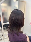 ラベンダーピンク20代30代ウルフカット艶カラー/暗めカラー