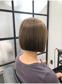 ボブ+白髪ぼかし+極細ハイライト　白髪染め