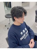 センターパートウルフツイストスパイラルパーマ