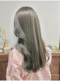 ブリーチなしダブルカラーオリーブベージュ夏カラー透明感カラー