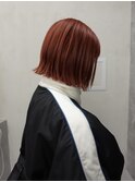 アプリコットオレンジ/くびれヘア/ウェーブショート［新潟］