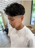 20代30代40代ナチュラル束感フェザーパーマツーブロックマッシュ