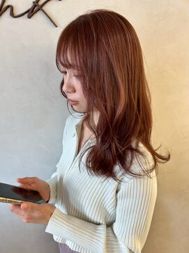 ピンク/ピンクブラウン/レッド/レッドカラー/ロング/韓国風