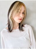 [Garland GINZA]前髪ポイントカラーで大人かわいいウルフ