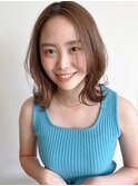 顔まわりがオシャレなニュアンスミディー/前髪パーマ
