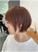 大人ラフウェーブ20代30代40代ボブブラウンスウィングショート