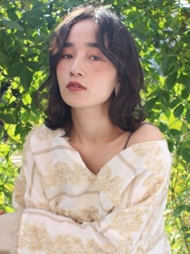 グリンプス 大濠店(Glimpse) センターパート 顔周りカット 外ハネボブ 黒髪 くびれヘア