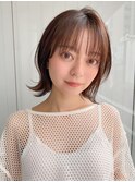 前髪 ネビージュ ボブルフ 黒髪 ワンレン 小顔 "