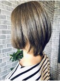大人ミセス__前下がりボブ__ベージュブラウン色__30代40代50代