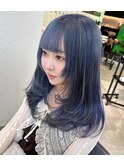 くすみブルー　ブルージュ　青髪　透明感カラー　YUKI