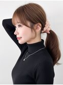 結んで可愛い小顔前髪顔周りカットポニーテール20代30代40代