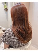 こなれセミディ似合わせピンクベージュ胸上デザインカラー50代