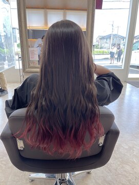 リッシュ 佐倉店(Lish) 顔型別ヘアスタイル特集 ピンクグラデーション かきあげロング