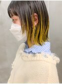 毛先カラー、イエロー、ボブウルフ、外ハネボブ