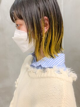 テトヘアー(teto hair) 毛先カラー、イエロー、ボブウルフ、外ハネボブ