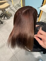 ロンドメリア 天神大名店(Lond Melia) ★グレージュカラー斜めバングデザインカラーシルキー ベージュ