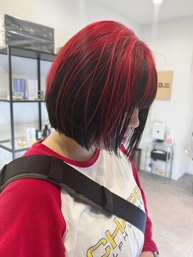 ギグスダブル 栄店(gigs double) アンブレラカラー×レッドカラー×ボブ