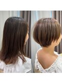 ショートボブ髪型30代40代50代前髪あり前髪なし面長丸顔【倉田】